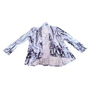 One O One Animal Print Open Front Blazer  Shawl Collar Women Size US 14 French 4